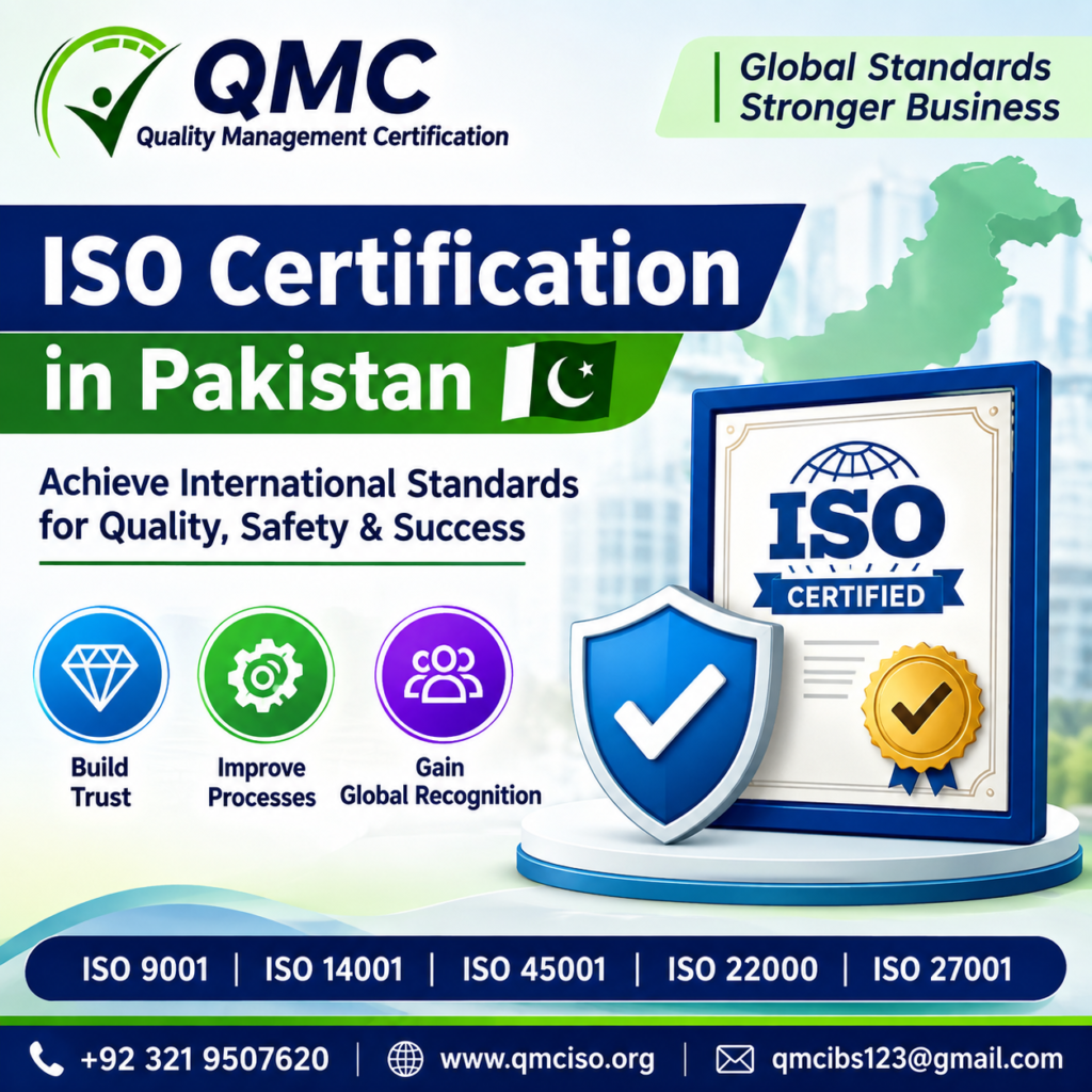 ISO Certification in Pakistan – QMC provides professional consultancy, training, documentation, and certification support for businesses.